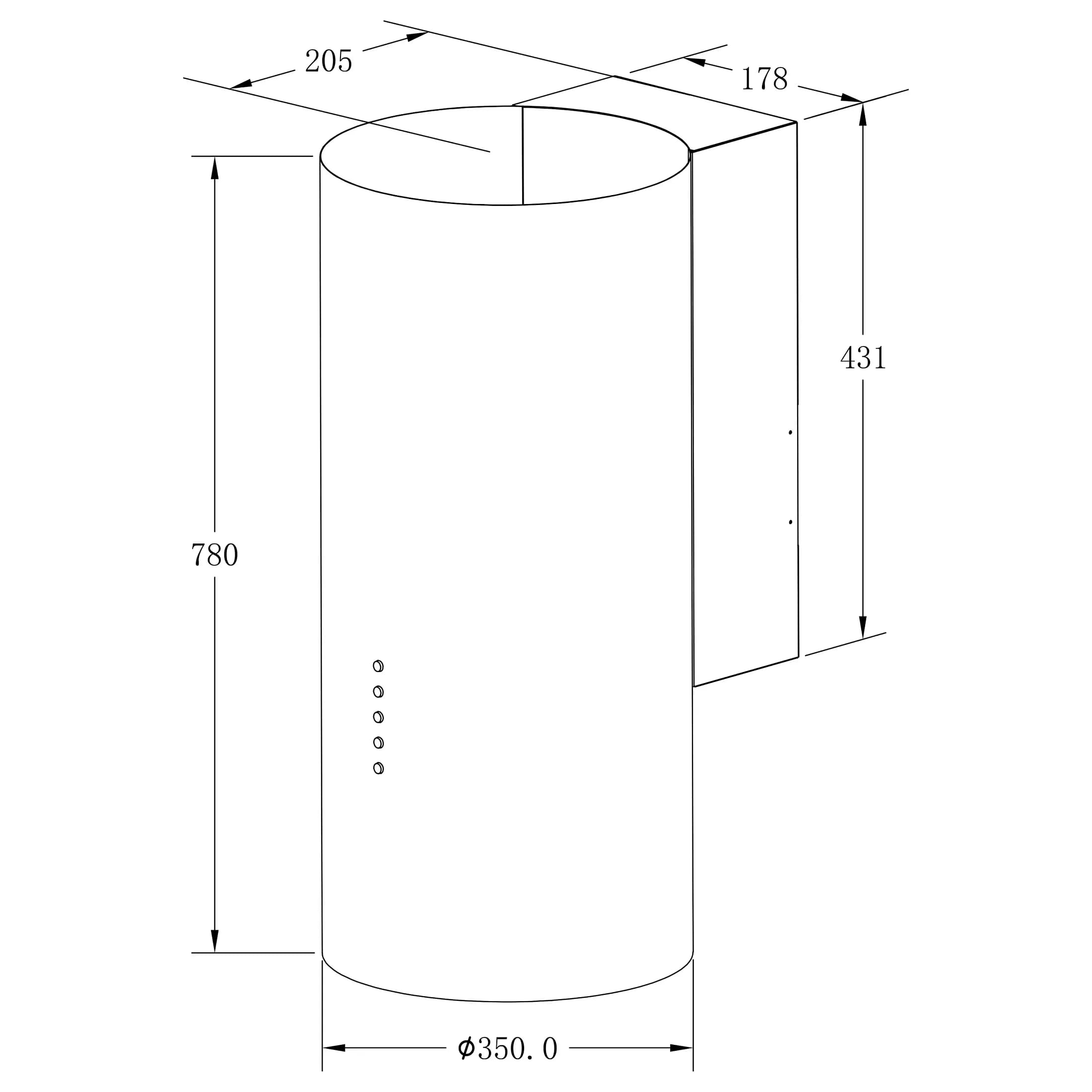 Вытяжка кухонная MEFERI TUBE35WH ULTRA