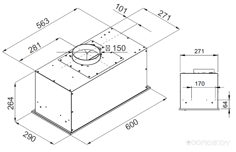 Кухонная вытяжка Kuppersberg IBOX 60 W