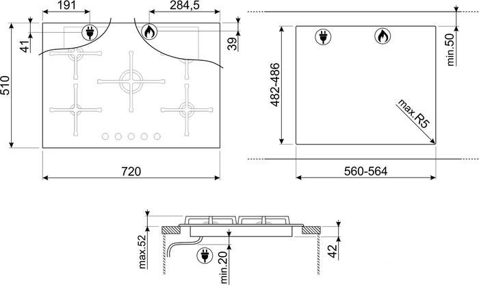 Варочная панель Smeg PV375NSA