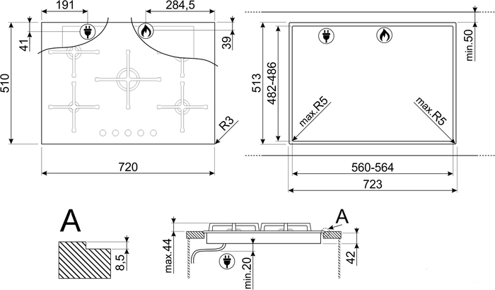 Варочная панель Smeg PV375NSA