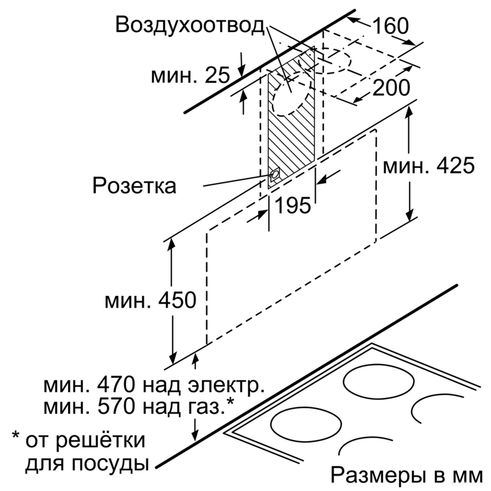 Кухонная вытяжка Bosch DWK095G20R
