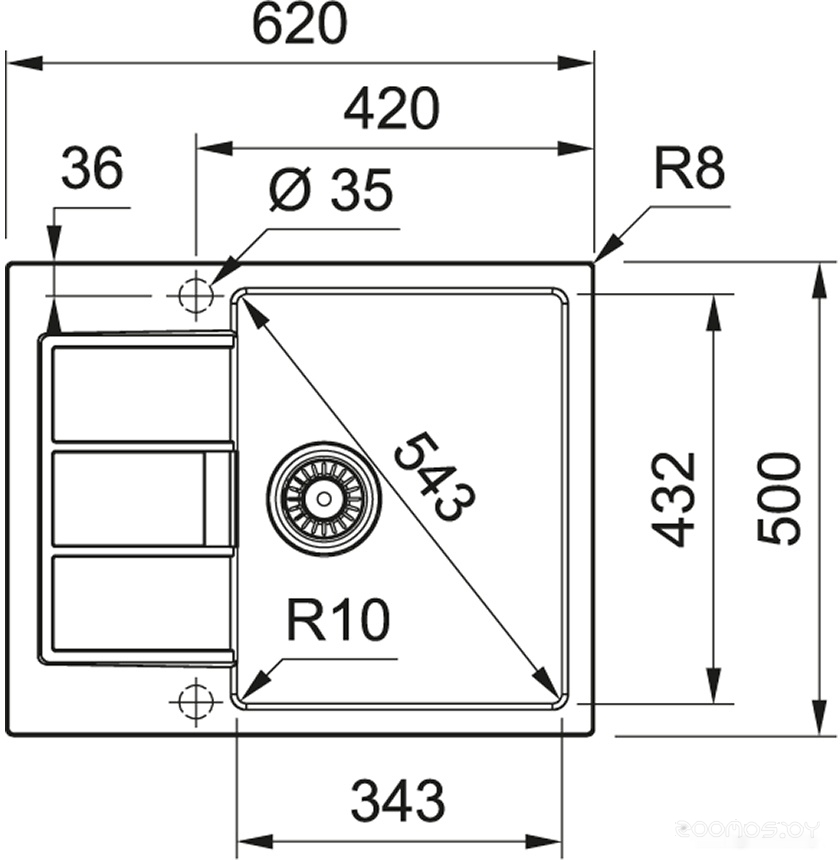 Franke Sirius 2.0 S2D 611-62 (500) Tectonite (оникс)
