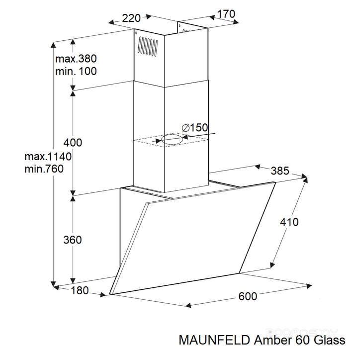 Кухонная вытяжка Maunfeld Amber 60 Glass (черный)