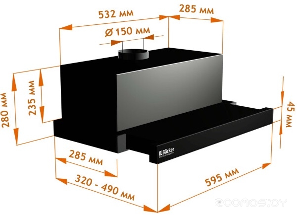Кухонная вытяжка Backer TH60CL-2F200-BLACK RC