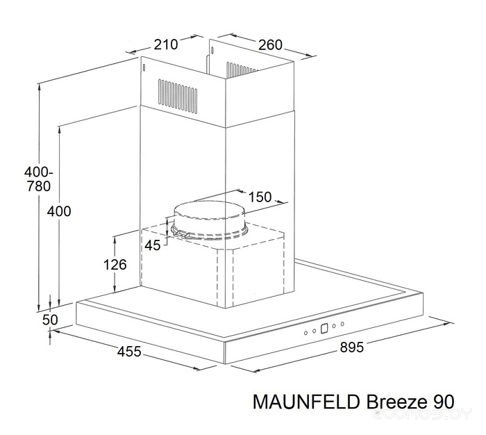 Кухонная вытяжка Maunfeld Breeze 90 нержавеющая сталь
