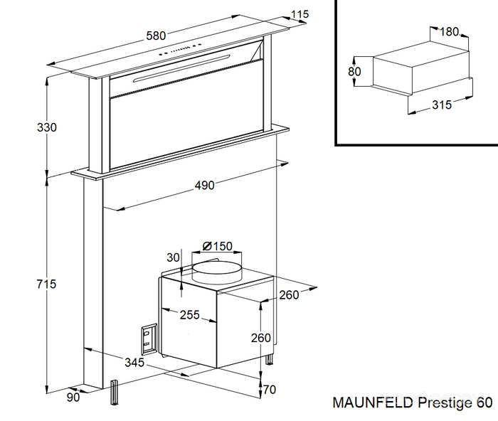 Кухонная вытяжка Maunfeld Prestige 90