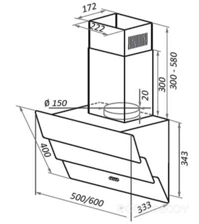 Кухонная вытяжка HOMSair Vertical 60 Glass (белый)