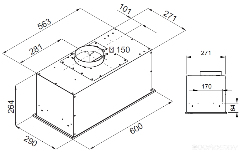 Кухонная вытяжка Kuppersberg IBOX 60 B