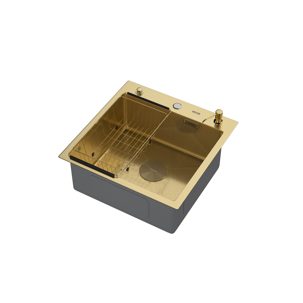 Комплект для кухни ARFEKA ECO AR мойка 500*500 POP-UP, коландер F, дозатор GOLD DECOR