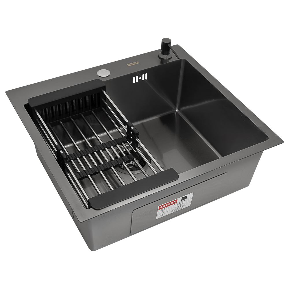 Комплект для кухни ARFEKA ECO AR мойка 550*500, коландер, дозатор BLACK