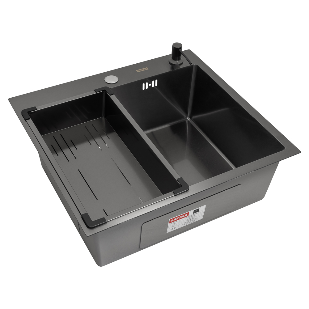 Комплект для кухни ARFEKA ECO AR мойка 550*500, коландер G, дозатор BLACK