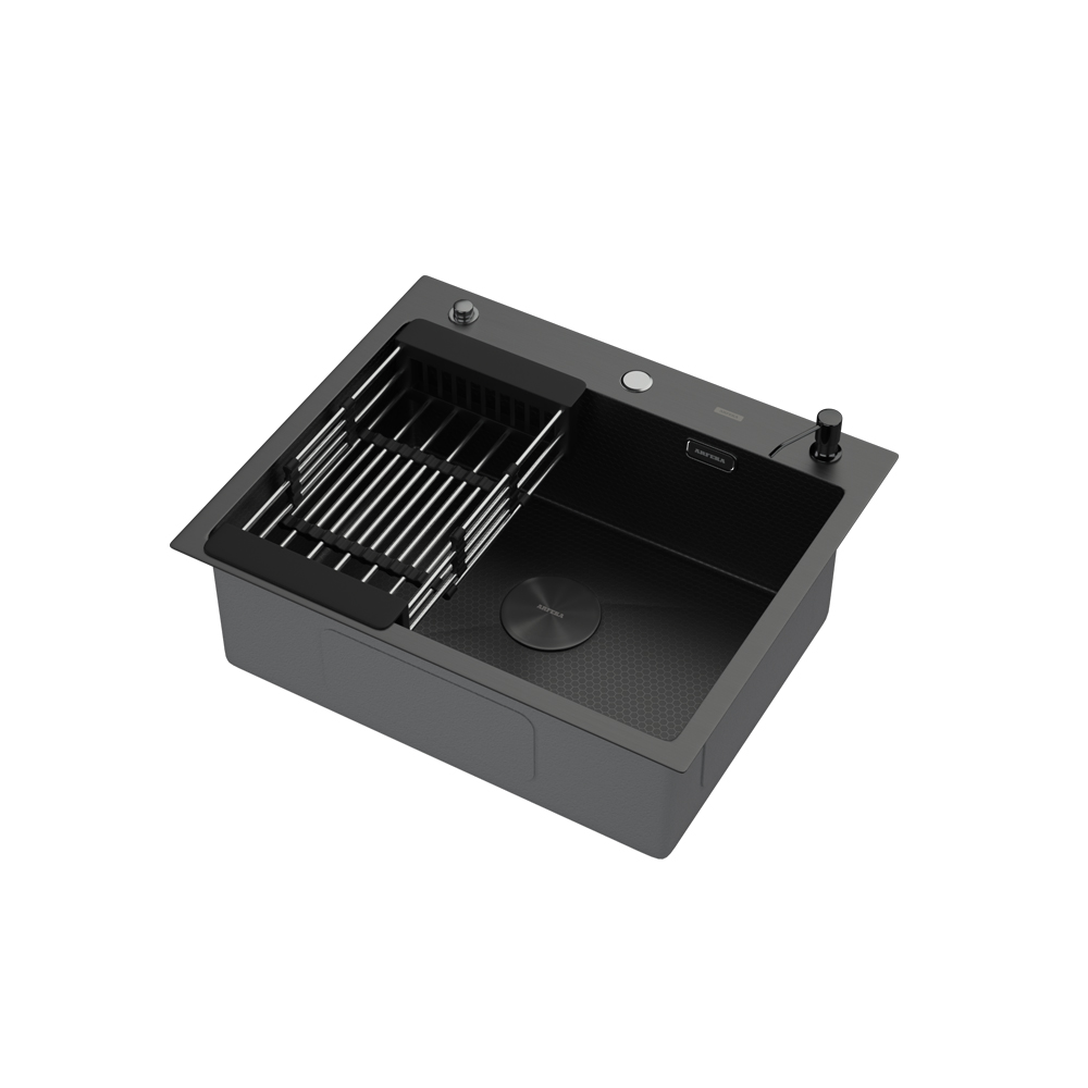 Комплект для кухни ARFEKA ECO AR мойка 600*500 POP-UP, коландер, дозатор BLACK DECOR