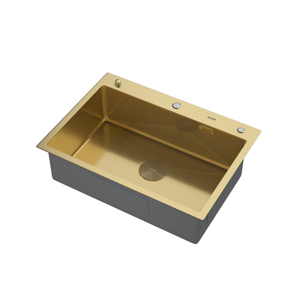 Комплект для кухни ARFEKA ECO AR мойка 700*500 POP-UP, коландер, дозатор GOLD DECOR
