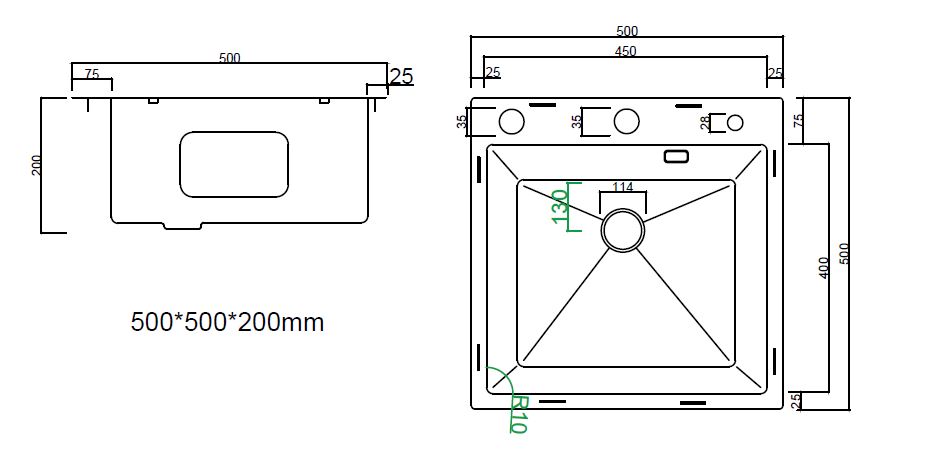 Мойка ARFEKA ECO AR 500*500 POP-UP SATIN
