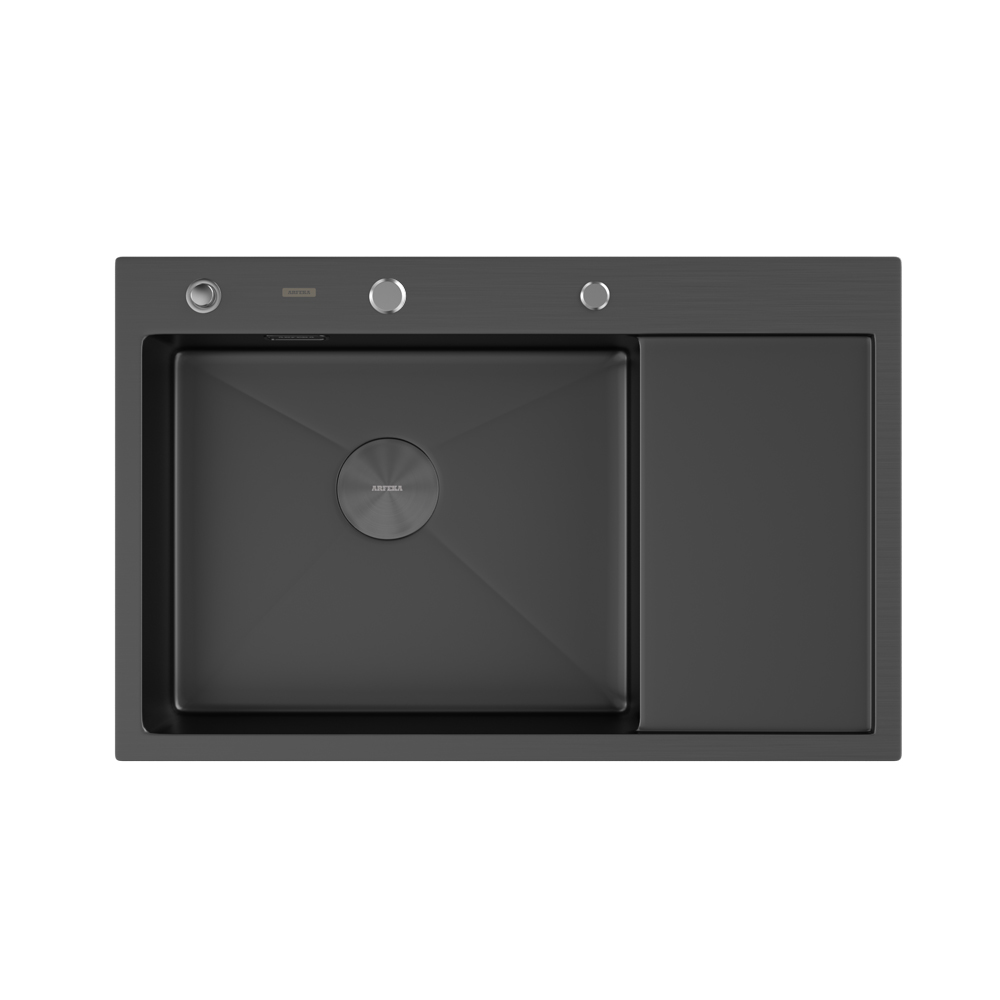 Мойка ARFEKA ECO AR 780*500 L POP-UP BLACK PVD NANO