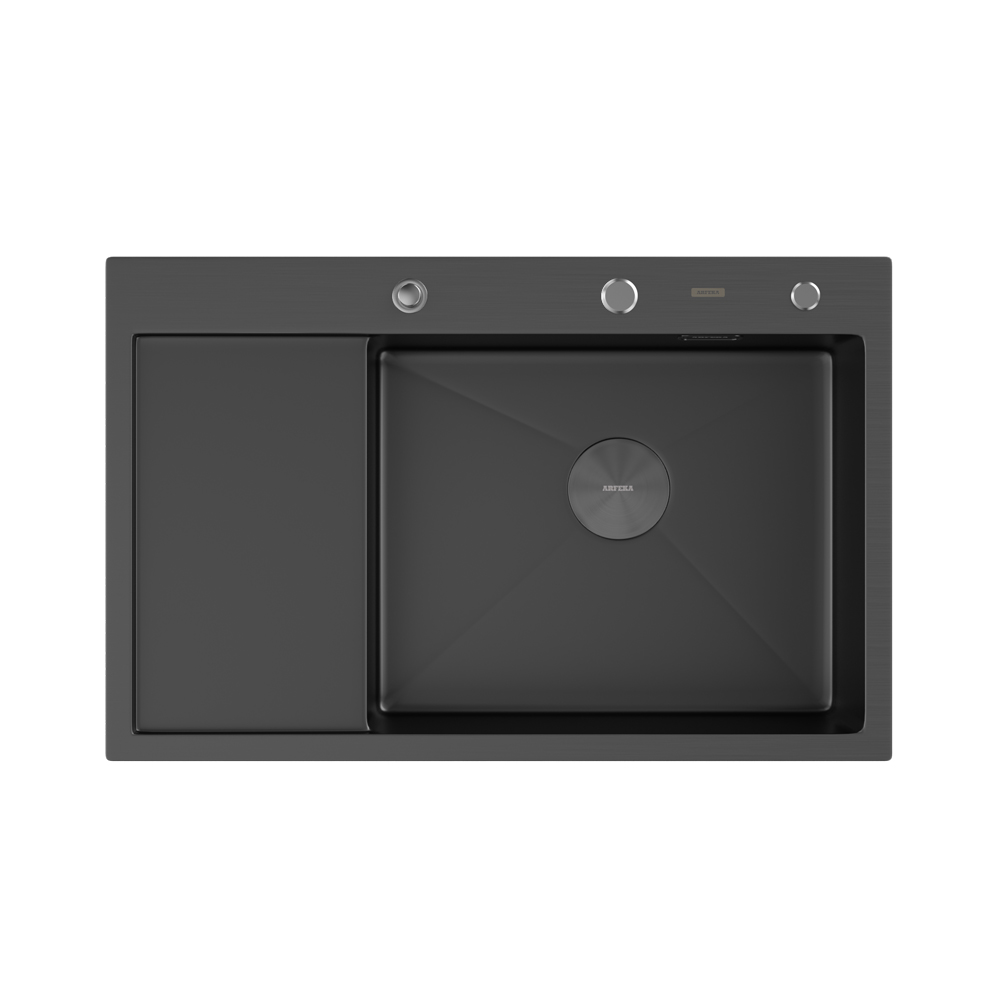 Мойка ARFEKA ECO AR 780*500 R POP-UP BLACK PVD NANO