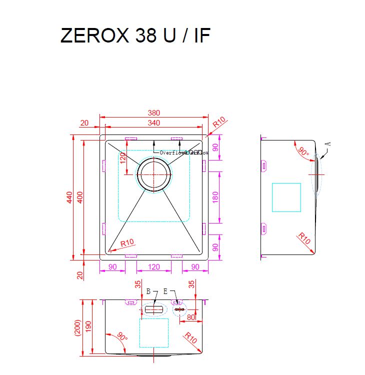 Мойка ZorG ZEROX 38 U / IF STEEL