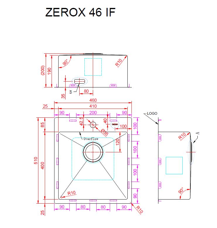 Мойка ZorG ZEROX 46 IF PVD GOLD