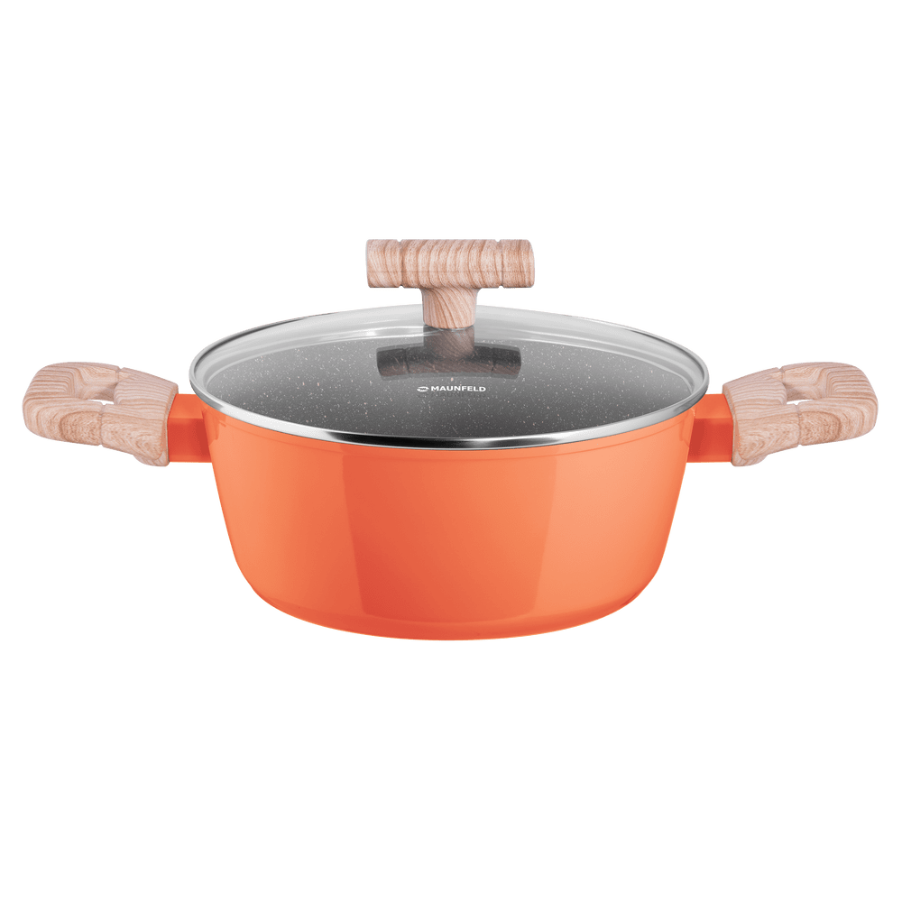 Кастрюля из кованого алюминия со стеклянной крышкой, 20 см, 2,2 л. MAUNFELD MARTA MCS22FA06CL