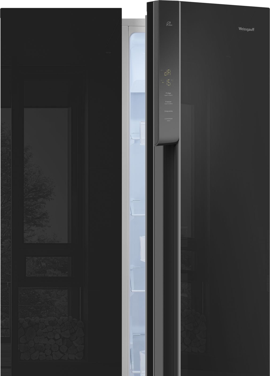 Холодильник Weissgauff WSBS 500 Inverter NoFrost Black Glass