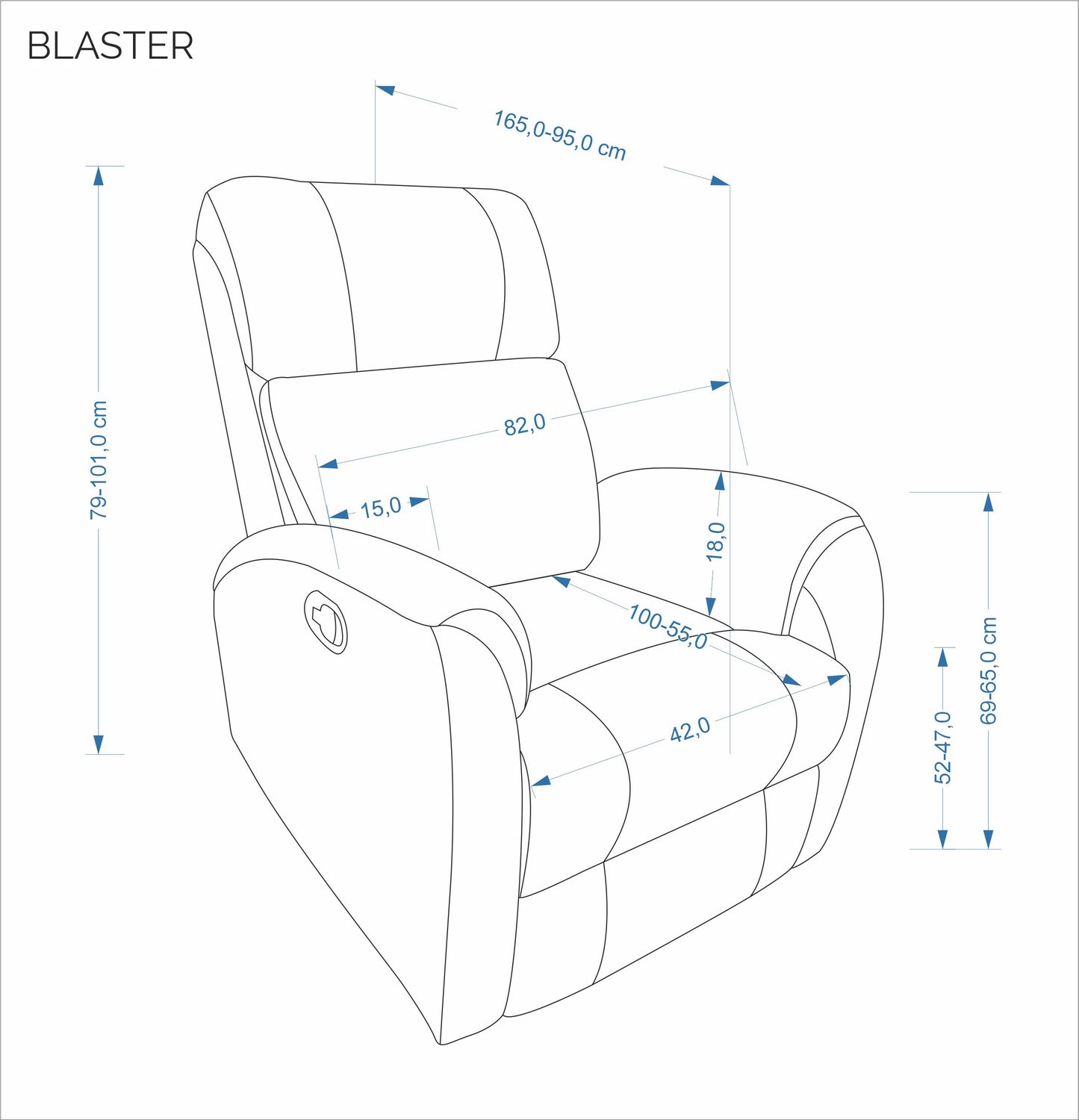 Кресло HALMAR BLASTER раскладное, серый