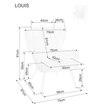 Кресло SIGNAL LOUIS Velvet 14 серый/черный
