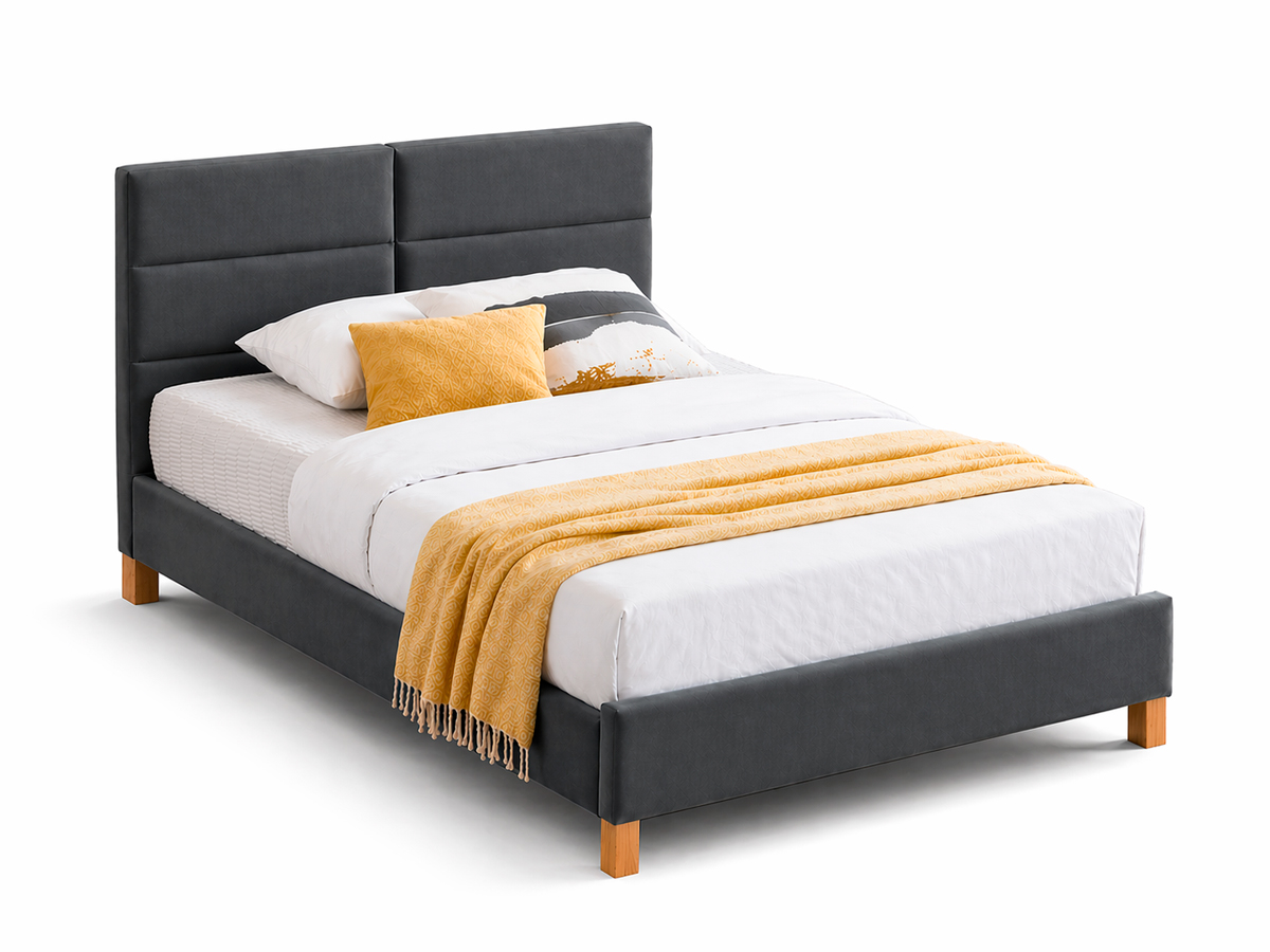Кровать SIGNAL SIERRA Velvet tap. 150 серый/дуб, 120/200