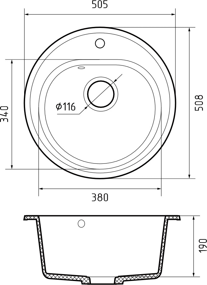 Кухонная мойка GRANFEST RONDO R-510 песочный