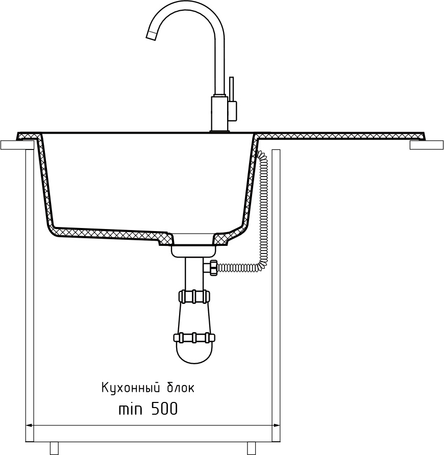 Кухонная мойка GRANFEST RONDO R-750L серый