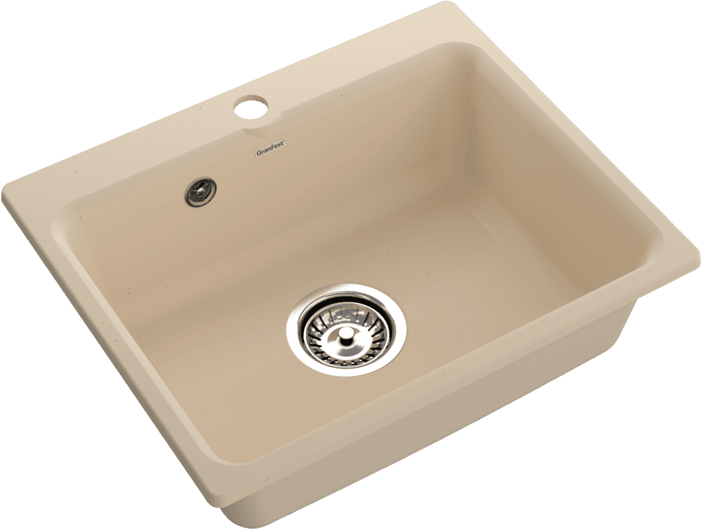 Кухонная мойка GRANFEST SMART SM-520 бежевый + сифон