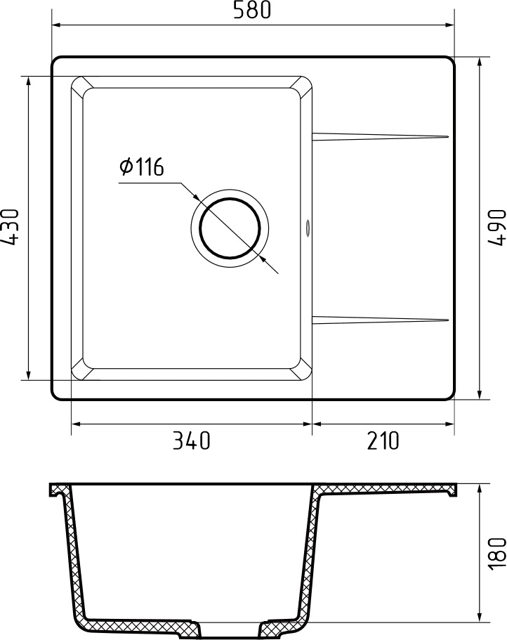 Кухонная мойка GRANFEST URBAN UR-258L серый
