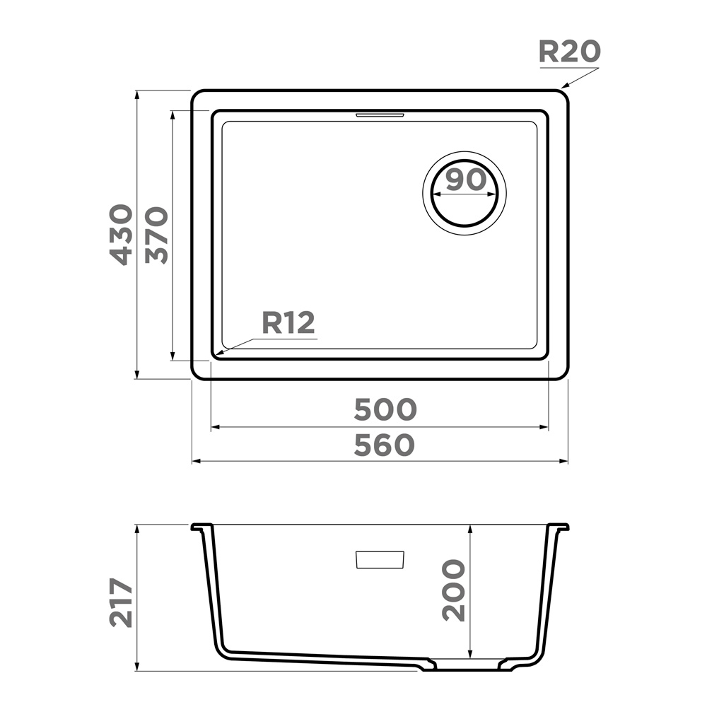 Кухонная мойка Omoikiri Kata 56-U/I-GR Side Artgranit/leningrad grey