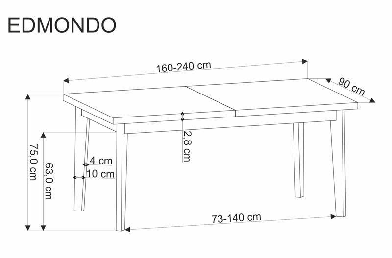 Стол обеденный HALMAR EDMONDO дуб 160-240/90