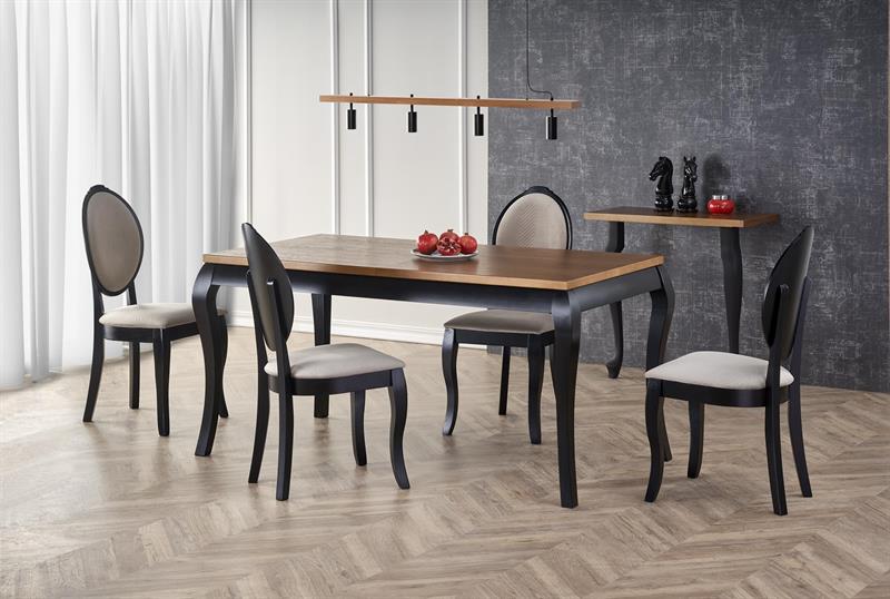 Стол обеденный HALMAR WINDSOR дуб темный/черный 160-240/90