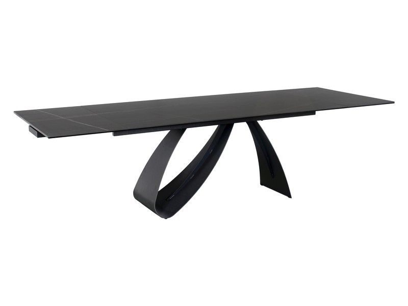 Стол обеденный SIGNAL DIUNA Ceramic Sahara Noir черный мрамор/черный мат 160-240/90