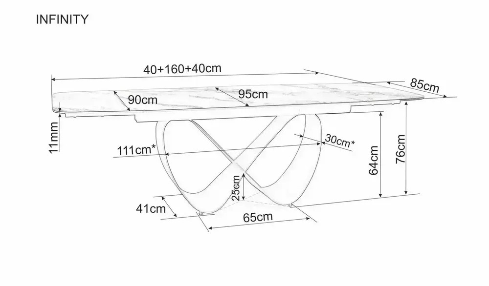 Стол обеденный SIGNAL INFINITY Ceramic бежевый Taj Mahal/медный 160-240/95