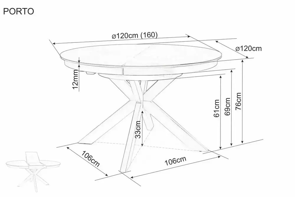 Стол обеденный SIGNAL PORTO Ceramic бежевый травертин/кашемир 120-160/120