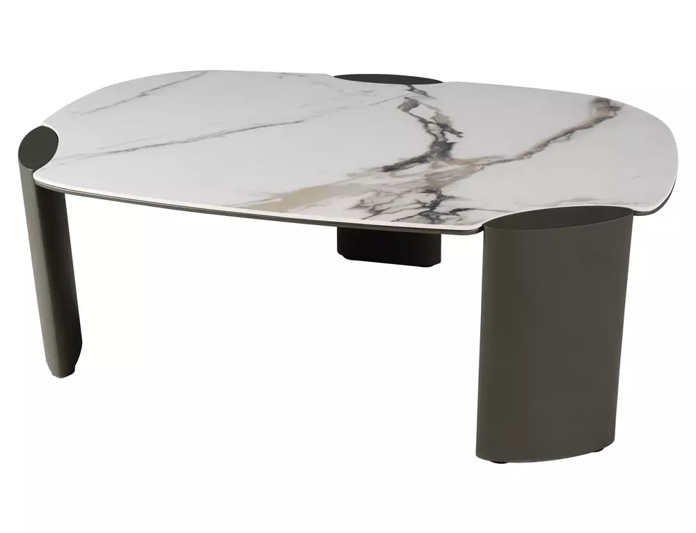 Стол журнальный SIGNAL ADORO B Ceramic белый Amber Bianco/медный 105/65