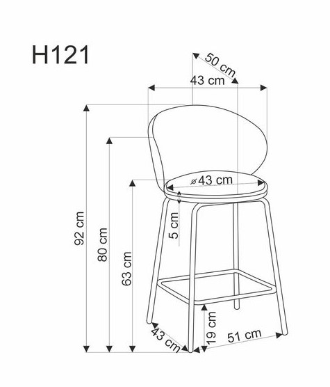 Стул барный HALMAR H121 серый/черный