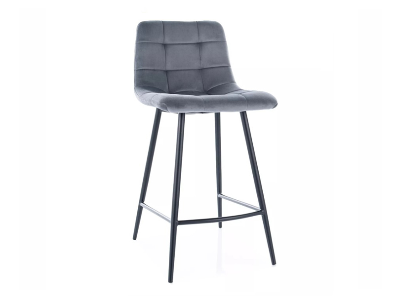 Стул барный SIGNAL MILA H-2 Velvet Bluvel 14 серый/черный мат