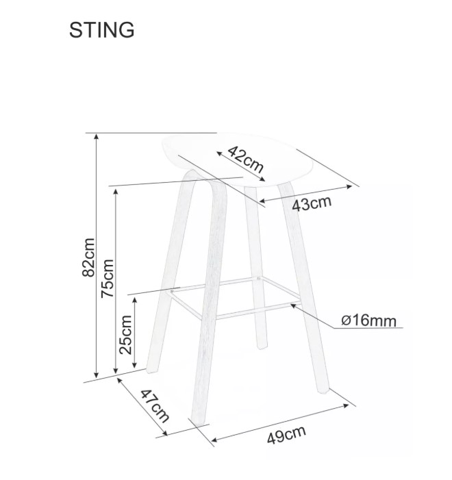 Стул барный SIGNAL STING белый/дуб
