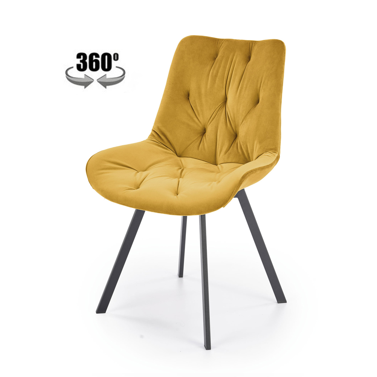 Стул HALMAR K519 горчичный/черный, поворотный