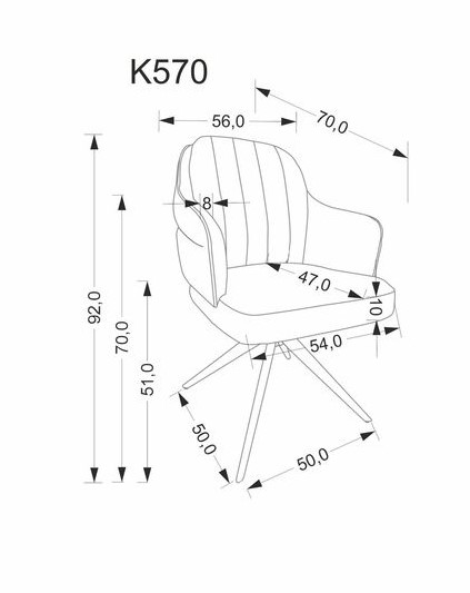 Стул HALMAR K570 серый/черный, поворотный