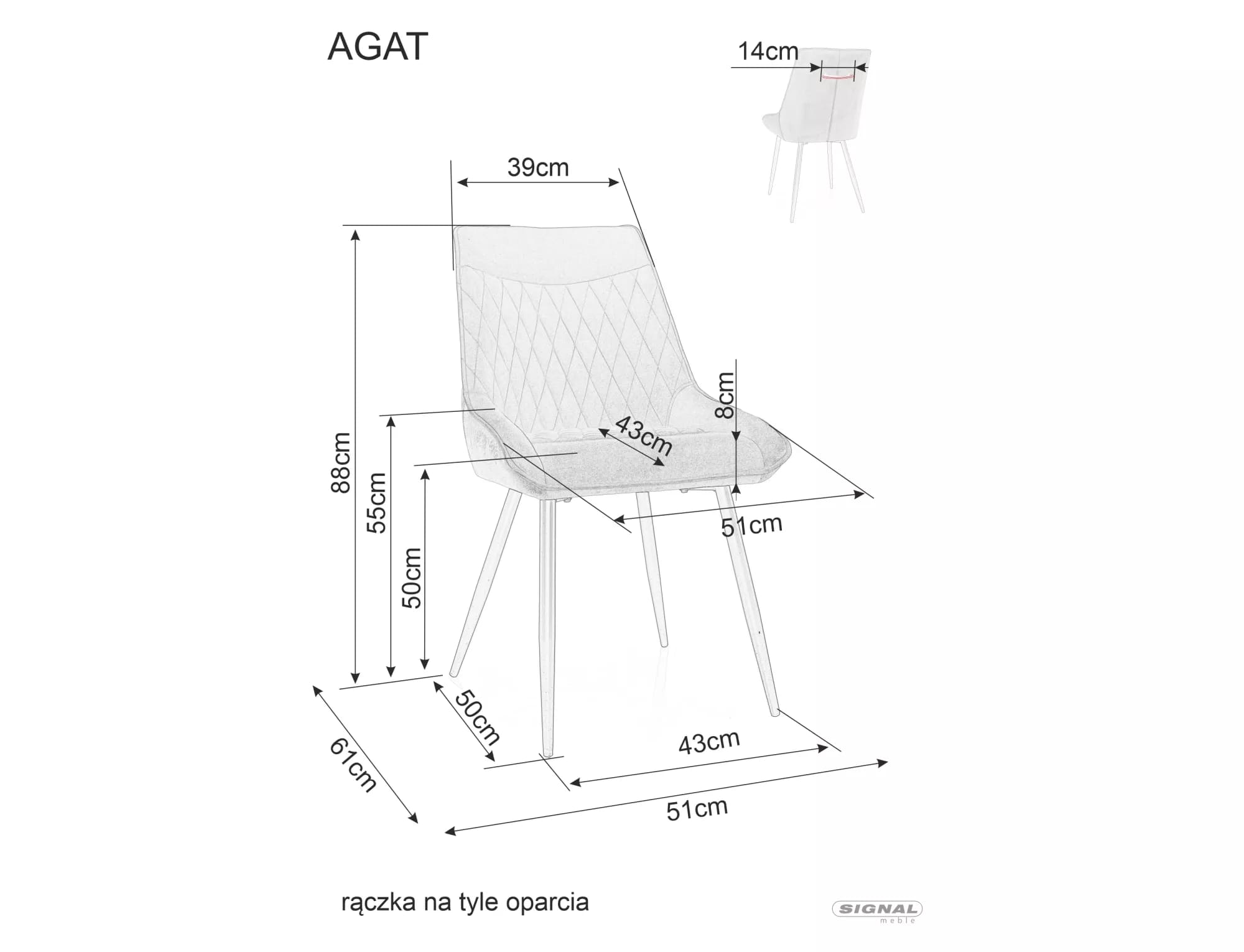 Стул SIGNAL AGAT Velvet Bluvel 14 темно-серый/черный