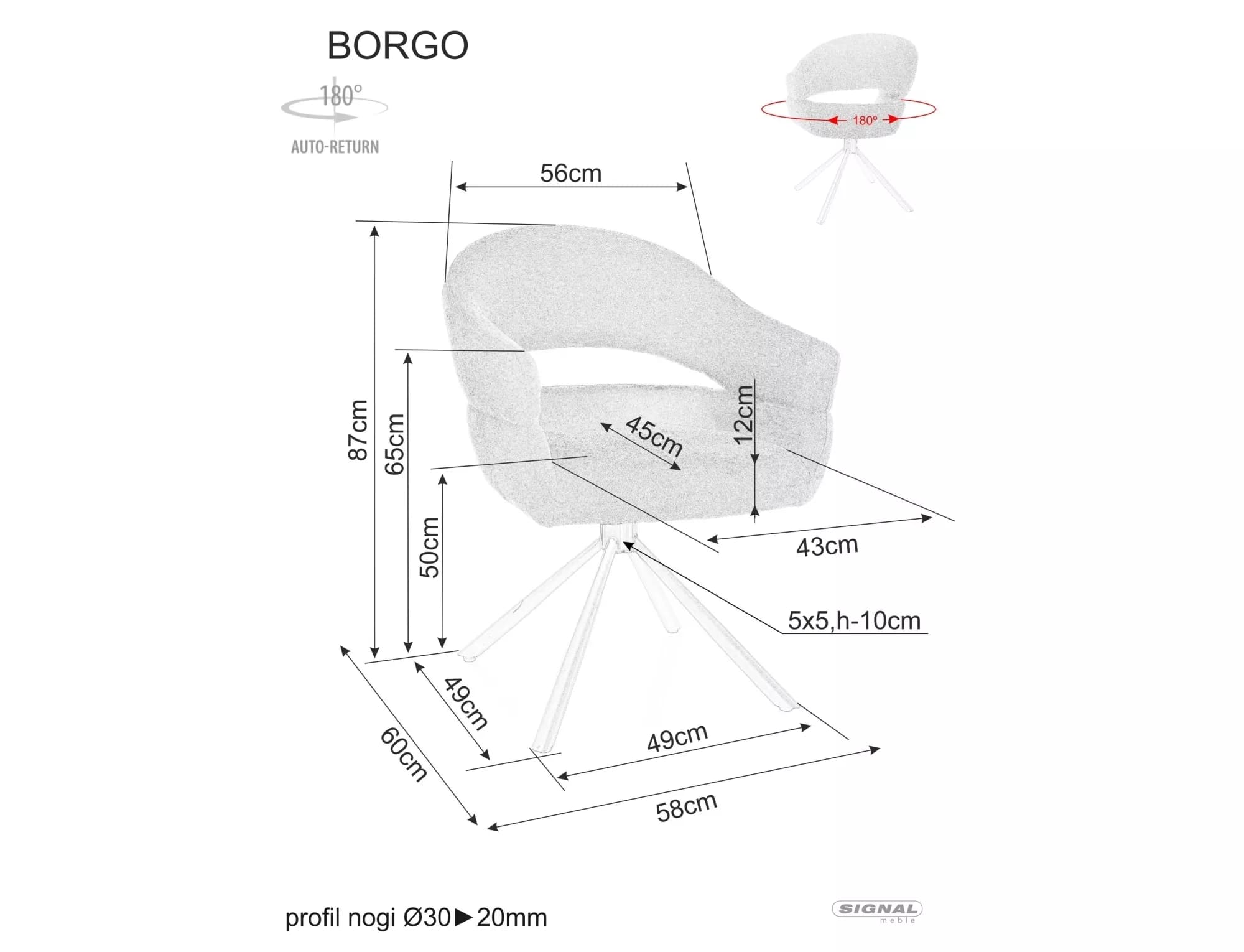Стул SIGNAL BORGO Raven 07 серый/черный, поворотный