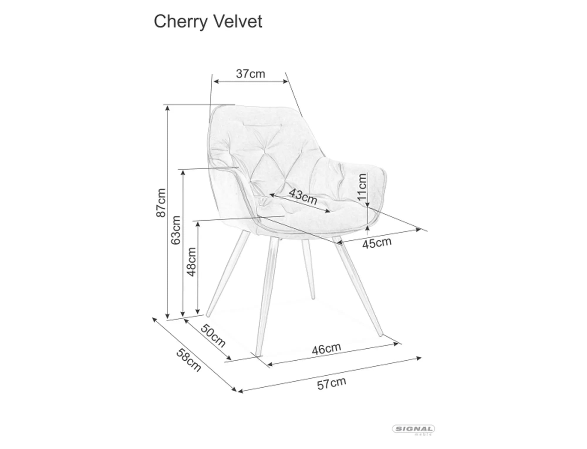 Стул SIGNAL CHERRY Velvet Bluvel 78 зеленый/черный мат