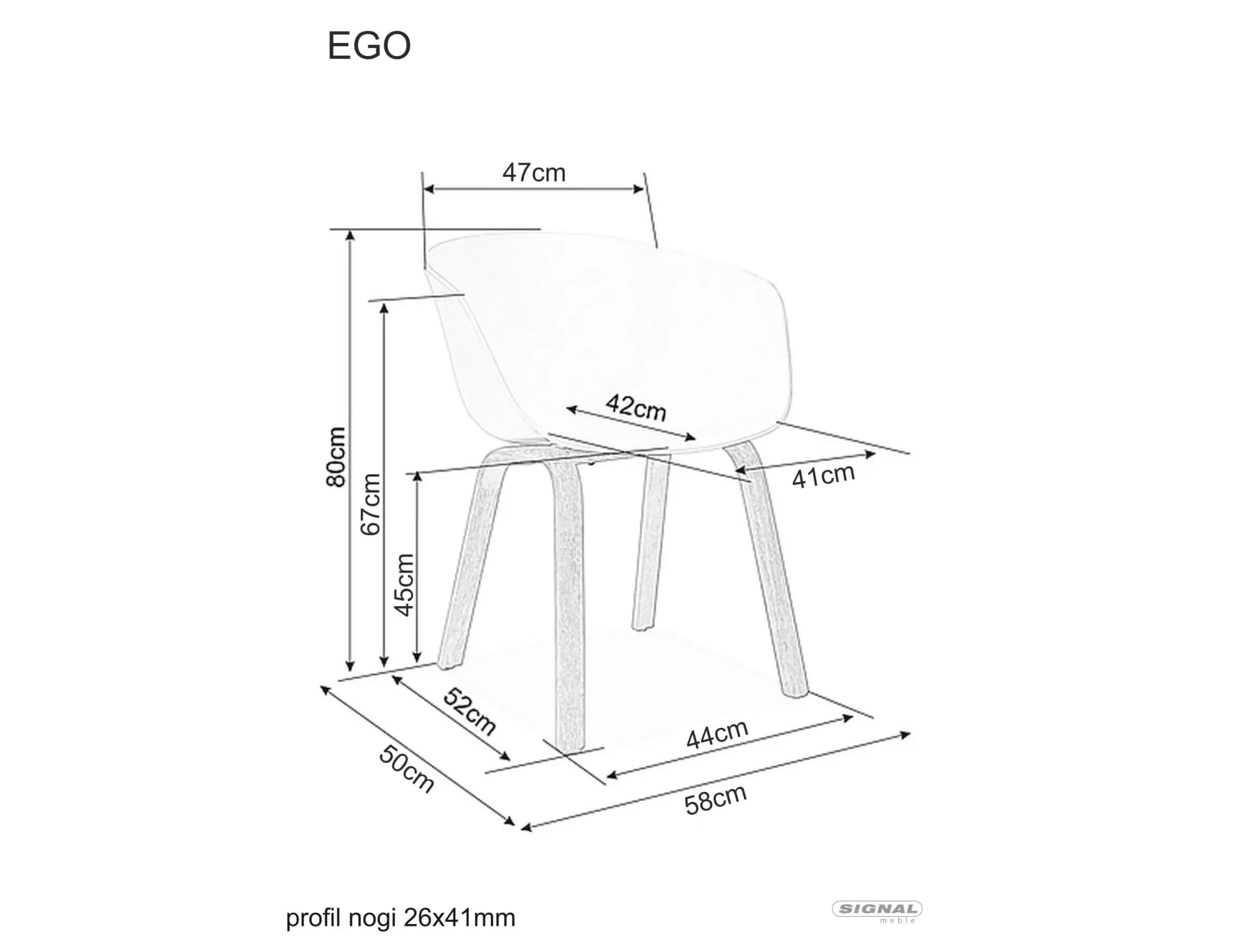 Стул SIGNAL EGO белый/дуб