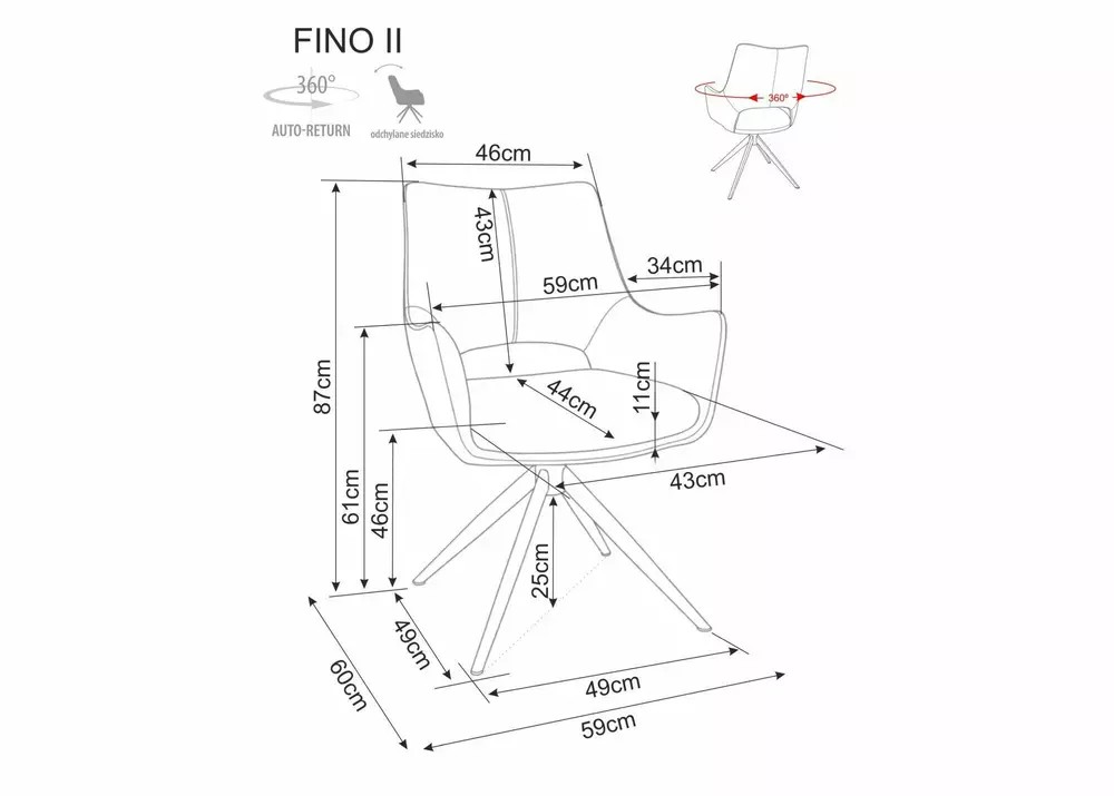 Стул SIGNAL FINO II Noelle 09 серый/черный, поворотный