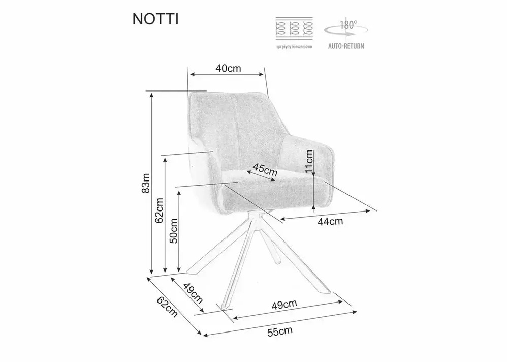 Стул SIGNAL NOTTI Leo 23 светло-бежевый/черный, поворотный