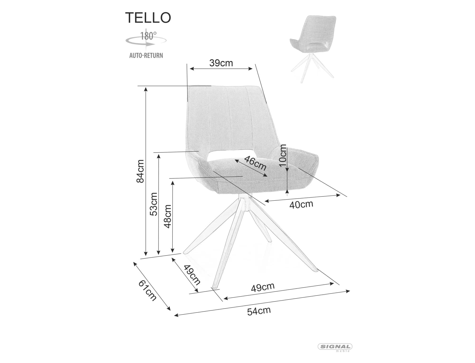 Стул SIGNAL TELLO Bjorn 34 светло-бежевый/черный, поворотный